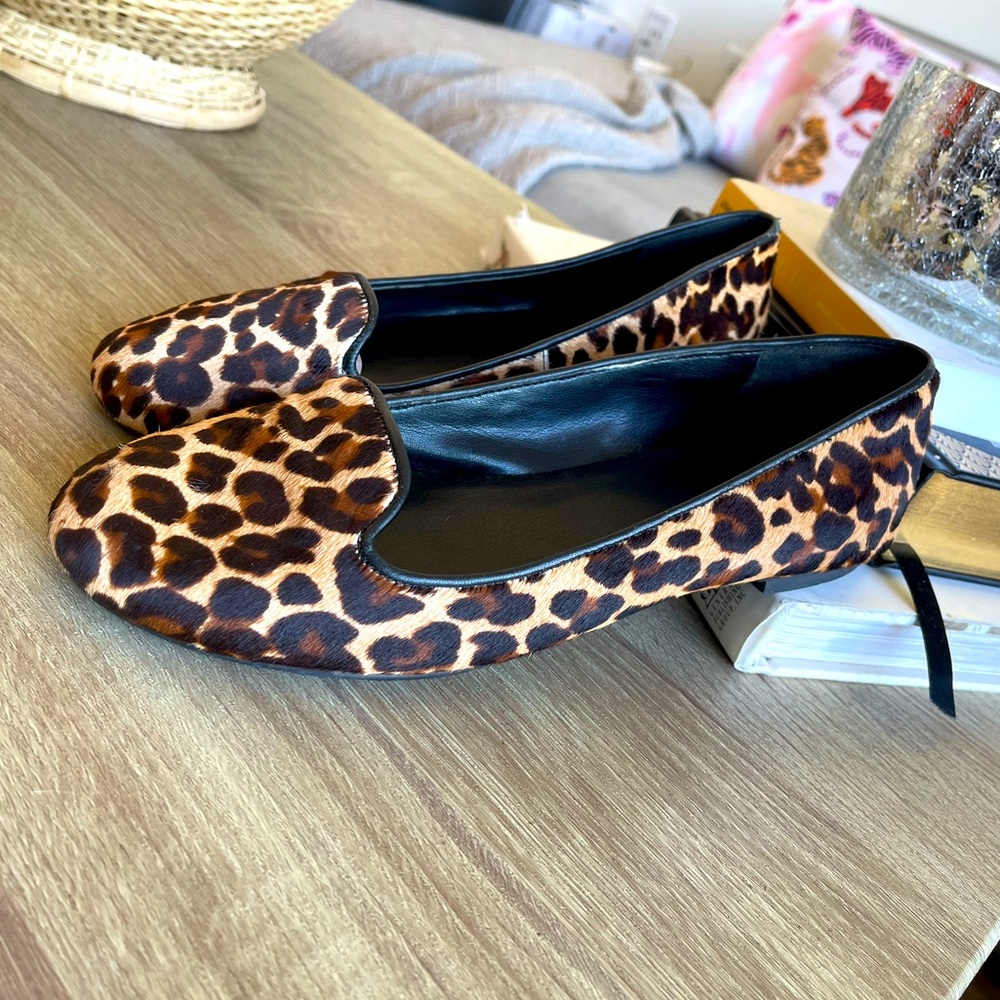 Cole Haan Genuine Calf Hair Leopard Print Leather Loafers Flats